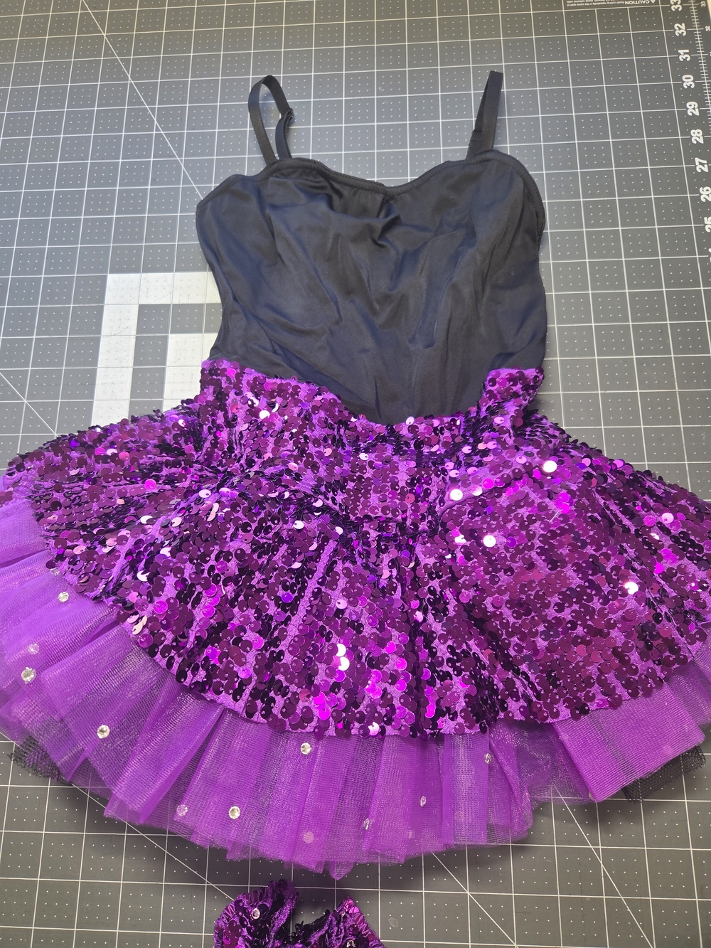 Girls Purple Sequin Tutu Dance Costume - Medium Child